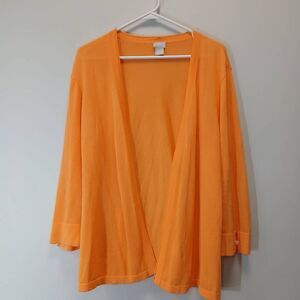 Chicos womens large lightweight all 4 seasons sweater cardigan orange cotton